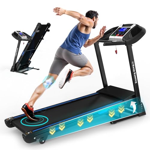 Image of Folding Treadmill for Home, 3.5HP Electric Running Machine with Auto Incline, Bluetooth MP3, Shock Absorbing System, Compact Portable Design, 330lbs Capacity