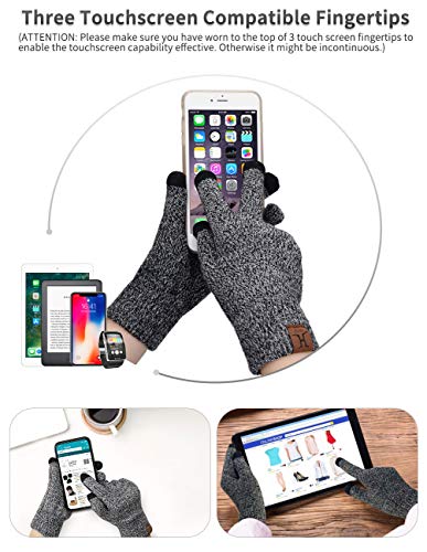 Maylisacc Knit Beanie Hats Scarf And Touchscreen Gloves 3 Pcs Winter Set Fleece Lined For Men Women Cold Weather Grey #TOP4