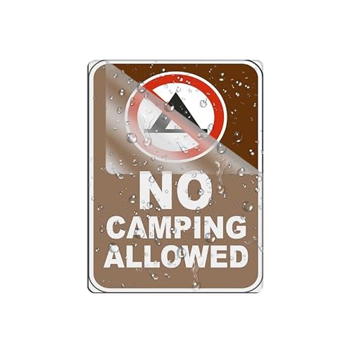 peiyeety Metal Tin Sign No Camping Allowed Funny Safety Quote Wall Art, Vintage Style, Wall Decor For Indoor Home Kitchen Living Room Bedroom Office Cafe Bar, 6x8 Inch