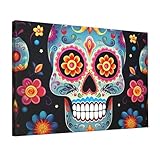 Lienzo decorativo para pared de sala de estar, obra de arte moderna, cuadros de 12 x 18 pulgadas, impresiones en lienzo para colgar, calaveras de azúcar, arte estético de pared para dormitorio, baño