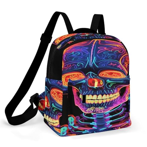 Mochila de calavera en tela Oxford impermeable para portátil y negocios unisex