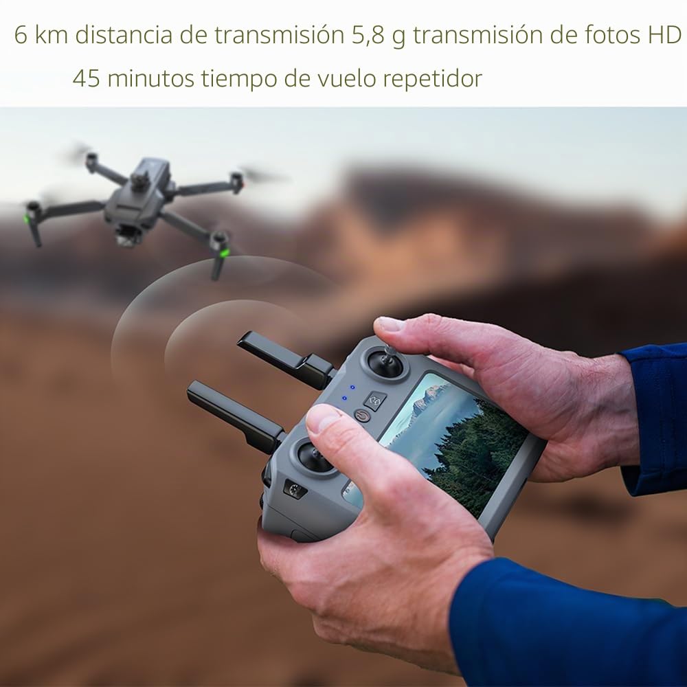 X-Verse ZLL SG909 Dron con cámaras 4K, control remoto por pantalla, cardán de 3 ejes+repetidor, RC 6km, evitación de obstáculos 360°, cuadricóptero plegable profesional para adultos (2 baterías)