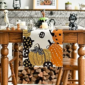 Artoid Mode Halloween Jack O Lantern Pumpkin Table Runner Holiday Kitchen Dining Table Decoration for Indoor Outdoor Home Party Decor 13 x 72 Inch