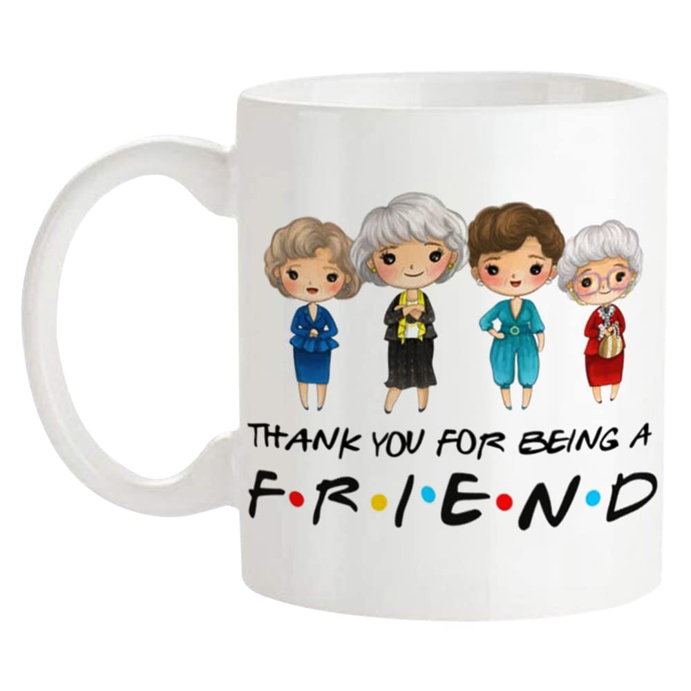 Fonhark - Golden Girls Thank You For Being A Friend, TV Show, Stay Golden Coffee Mug, 11 Oz Novelty Cup, White