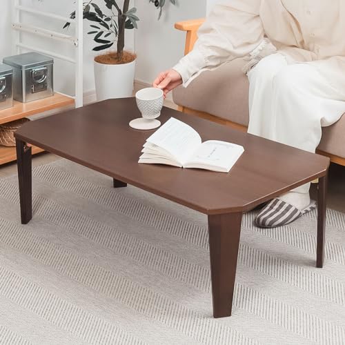 【天通ライト】折りたたみ テーブル ローテーブル 75cm 折り畳み コンパクト 長方形 センターテーブル 木製 おしゃれ シンプル 北欧 スリム 完成品 和風 インテリア 一人暮らし 子供部屋 ブラウン tks-yy112-br