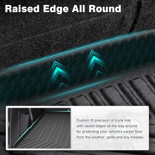 Image of Mixsuper Cargo Liner for 2021-2025 2026 Chevrolet Tahoe /GMC Yukon, Behind The 2nd Row Seats, All Weather Cargo Mat Rear Trunk Liner Black
