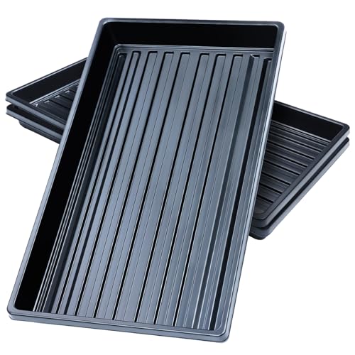 Mengxin Bandejas de Cultivo de PláStico Bandejas Negras de Semillas Bandeja de Jardín para Invernadero HidroponíA PláNtulas GerminacióN de Plantas (3, 10 x 20 Inches)