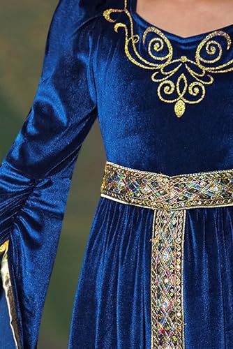BesserBay Girls Halloween Medieval Renaissance Princess Elegant Dress Queen Velvet Outfit 4-14 Years3