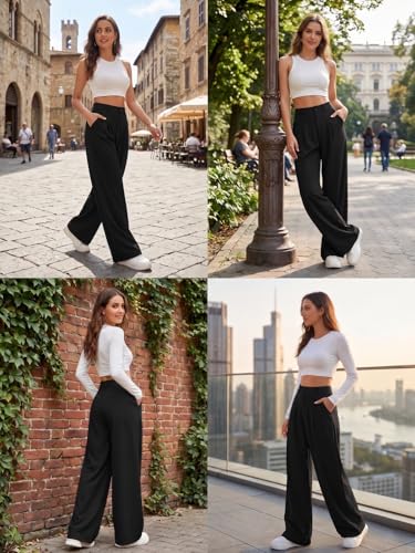 Image of GRECIILOOKS Trousers for Woman | Womens High Rise High Waist Flared Korean Style | Formal Pant for Women Office Wear| Track Pants for Womans Elegant for College & Events (Available in Plus Size)