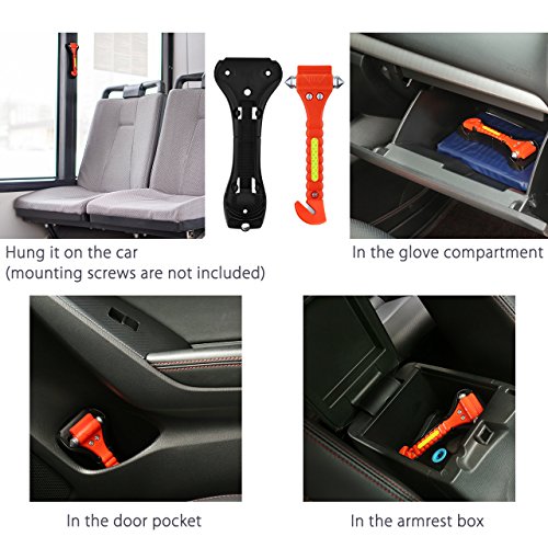 VicTsing 2 Pack Car Safety Hammer, Emergency Escape Tool with Car Window Breaker and Seat Belt Cutter, Life Saving Survival Kit - Thumbnail 2