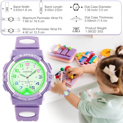 Image of Juboos Kids Watch Analog for Boys Girls, Childrens Waterproof Soft Strap Kids Time Teaching Quartz Wristwatch for Ages 5-15