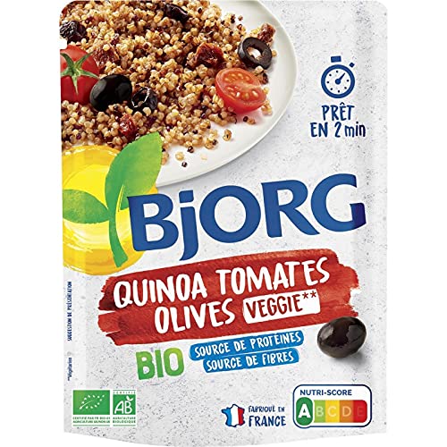 BJORG Quinoa Tomate Olive - Mélange bio de quinoa et saveurs méditerranéennes - 250g pour une alimentation saine et équilibrée. - Lot De 4 - Vendu Par Lot