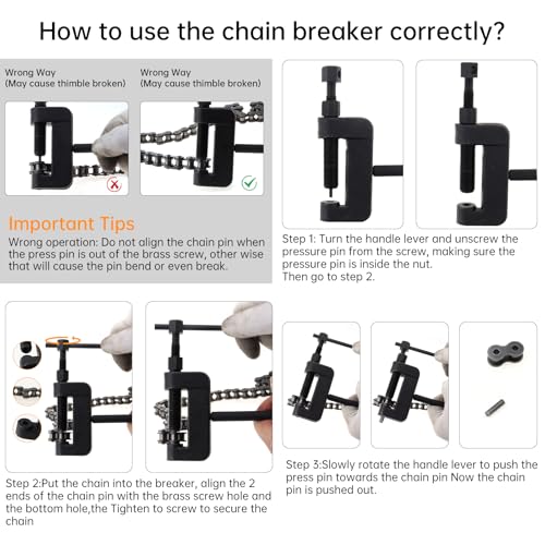 Image of Windance 13Pcs Chain Breaker Tools Chrome Vanadium Steel Chain Removal Cutter Riveter Kit, #35 420 428 520 525 528 530 630 Repair Tool for Motorcycle ATV Dirt Bike Scooter Bicycle Tractor