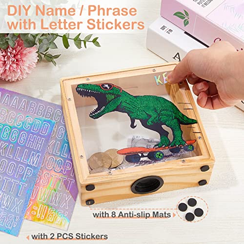 Image of MHJY Wooden Piggy Bank for Kids Personalizable DIY Coin Bank for Girls Boys