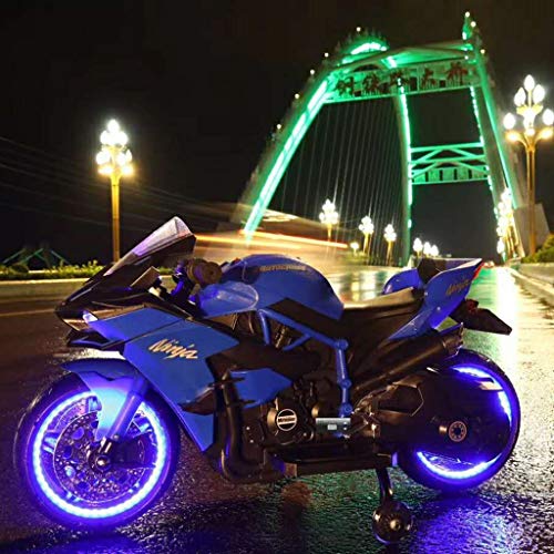 Kids Electric Ride on Motorcycle, Riding Car Vehicle Toys for 3-5 6-8 Year Old Boys Girls, 12V 7A Battery Charger Rechargeable Motor Bikes with Flashing Wheels (Blue)