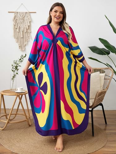 Image of Kaftan Dress for Women - Plus Size Caftan Maxi Beach Dress Moo Moos Loungewear, Swimsuit Cover Up for Beach, Pool or Vacation