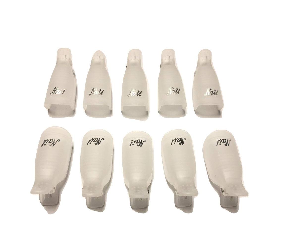 maniBAR Nail Cap Clips UV Gel Polish Remover Wrap 10 Pack (White Translucent Clear)