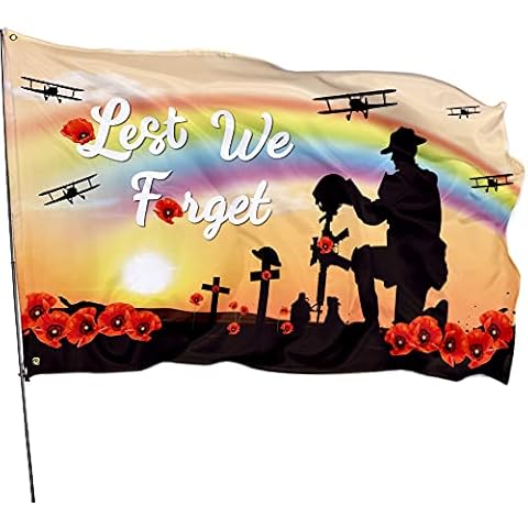 Remembrance Day Falg Decorations Lest We Forget Flag 90 Cm X 150 Cm Remembrance Sunday Poppy Flag for Remembrance Day Remembrance Day Flag Cover