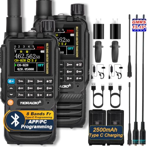 TIDRADIO TD-H3 GMRS Radios Handheld, APP/Web Bluetooth Programming, 8-Band Long Range Walkie Talkies...
