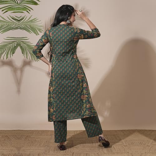 Image of Globus Women Kurta Set (GS572443 Green S)