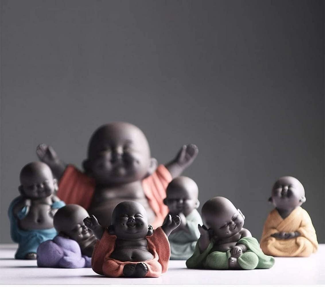 Posąg Buddy Fioletowy Piasek Śmiejący Się Posąg Buddy Szczęśliwy Małe Słodkie Dziecko Statua Mnich Figurka Budda Wystrój Domu Ozdoby(B)
