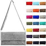 modamoda de T151 Damen Wildleder Rauleder Clutch Umhängetasche Abendtasche handmade in Italy, Farbe:Pink2021