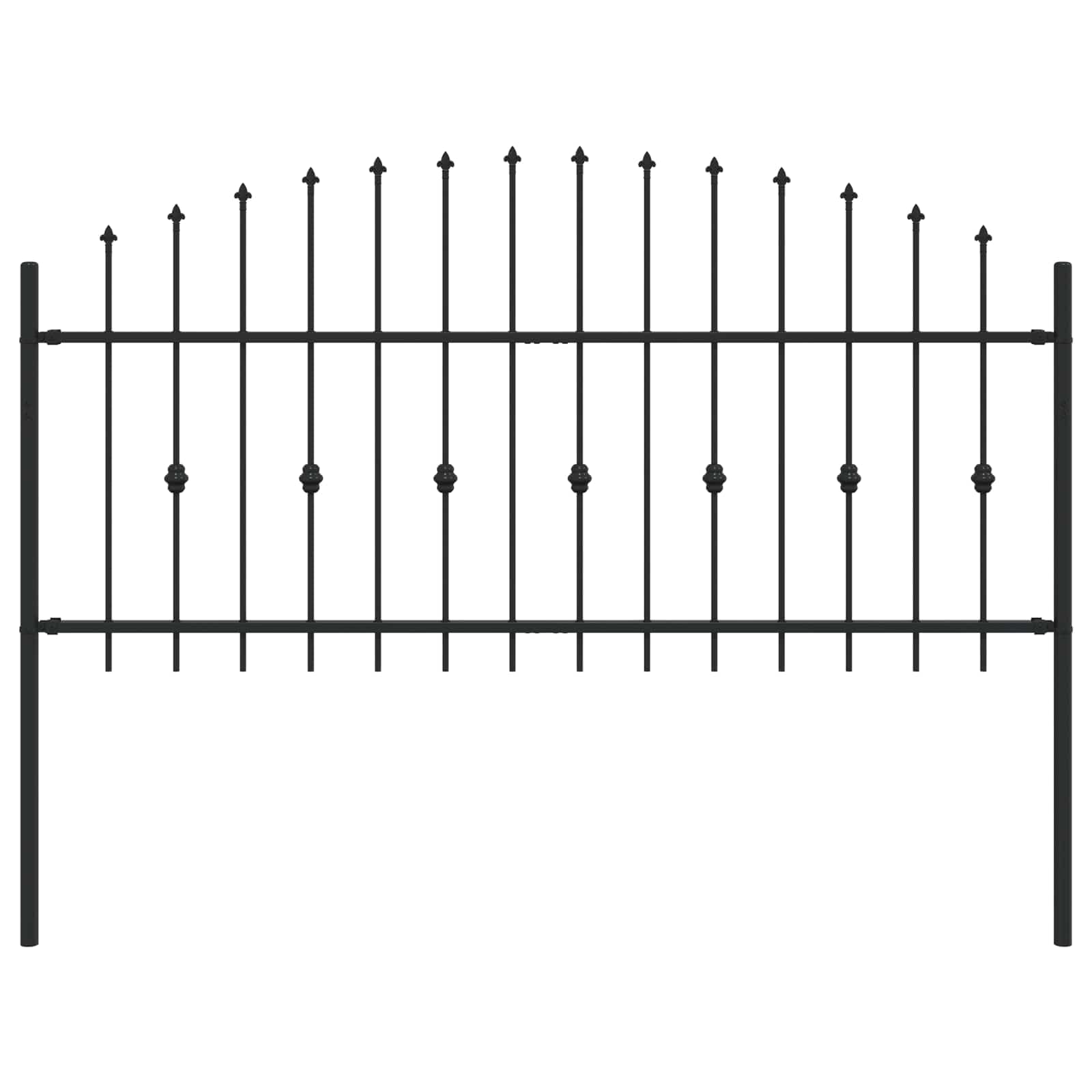 Spike Fence Asten Black 200 x 130 cm Powder-Coated Steel Security Garden Fence Panels Outdoor Driveway Barrier with Interlocking Design for Easy Assembly Rust Resistant 6.8 kg