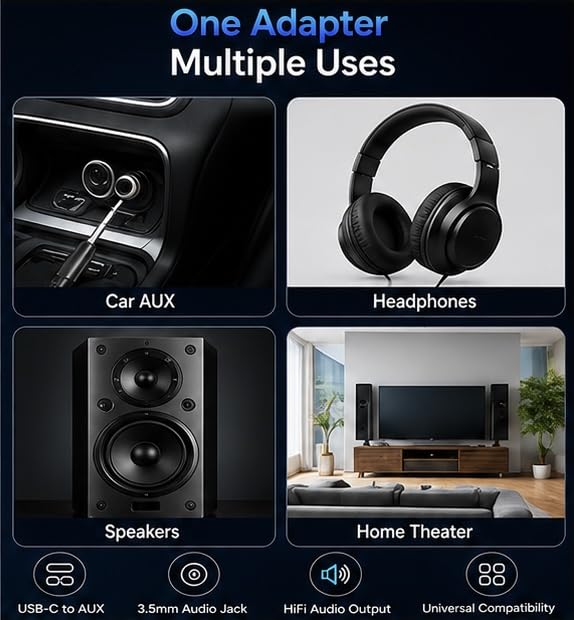 Image of ElctroTech Type C to 3.5mm Audio Jack Connector with DAC Headphone Converter Adapter Compatible with iPhone 15 Pro Max /15Pro /15Plus Series /Galaxy /OnePlus /Google /Nothing & Other Type C Phones, Warranty