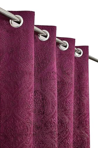 Image of Curtain 9 Feet Long for Living Room - Long Door & Window Curtain Set 1 Pcs Panel, Velvet Blackout & Stylish Parda for Home Decor & Office (48 Inch X 108 Inch) - 1 Pcs Wine Colour