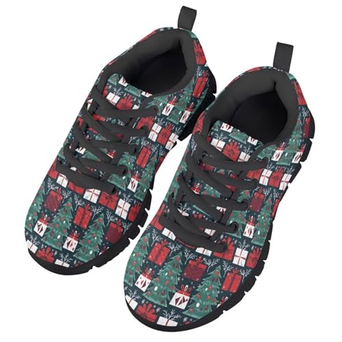 Toddler Boys Girls Sneakers Christmas Soft Breathable Shoes Cute Fashion Lightweight Comfy Low-top Camping Shoes for Party US Little Kid 11-13 Big Kid 1-5 Black Sole2