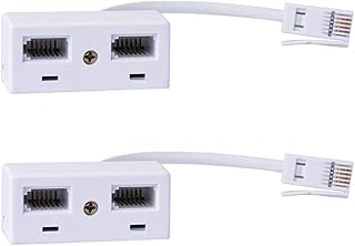 NA 2 Pack Two Way Telephone Splitters Cable RJ11 Telephone Converter Connector Telephone Wall Adaptor and Separator Male to 2 Female Converter for Landline Telephone