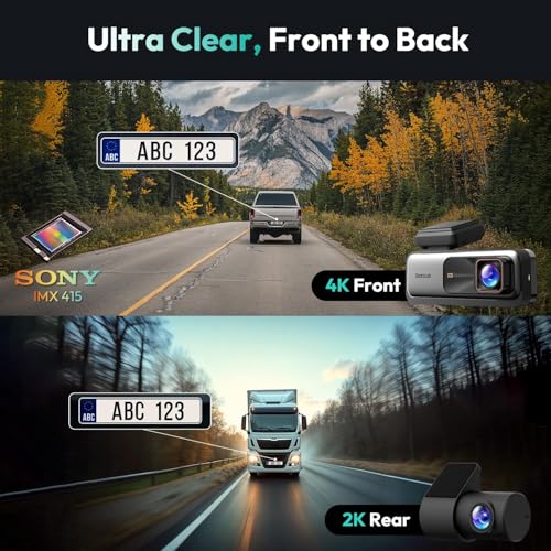 BOTSLAB 4K 2K Dual Dash Cam Front and Rear, Dashcam with Voice Control, STARVIS, ADAS Driv - image 2