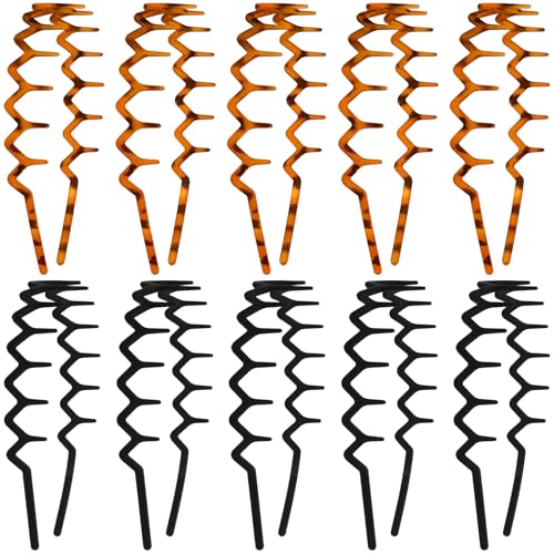 Zig Zag Headbands, 10pcs Zigzag Headband for Women Non-Slip Plast...