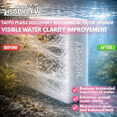 Image of Taiyo Pluss Discovery 6 in 1 Biochemical White Filter Sponge Set - 38 x 12 cm (3 Pcs) | Durable Fish Tank Felt Filter Wool Media | Mechanical & Biological Filtration for Top Aquarium & Pond Filters