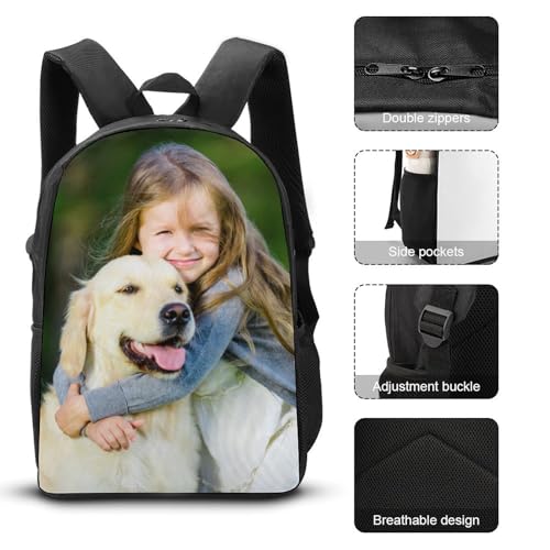 Custom Backpack with Photo Text Logo, Personalized School Backpack, Customized Bookbag for Boys Girls. Ideal for School, Traveling, Picnics(17inch)4