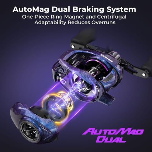 kastking royale legend pro baitcasting reels - automag dual braking system fishing reel arch resistance control 16 lbs carbon drag 55oz lightweight 801 gear ratio 11  1 stainless steel bb