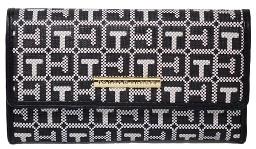 Tommy Hilfiger Women's TH Logo Print Checkbook Wallet Clutch Bag - Black/White