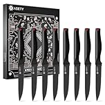Serrated Steak Knives Set of 8: 4.5 Inch Steak Knives, Dishwasher Safe, High-Carbon Stainless Steel Steak Knife Sets with Elegant Box, Black