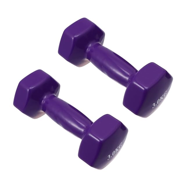 Non-slip Cast Iron Dumbbells 3kg X 2 Plastic Coated Hand Weights for Women and Men Home Gym Fitness