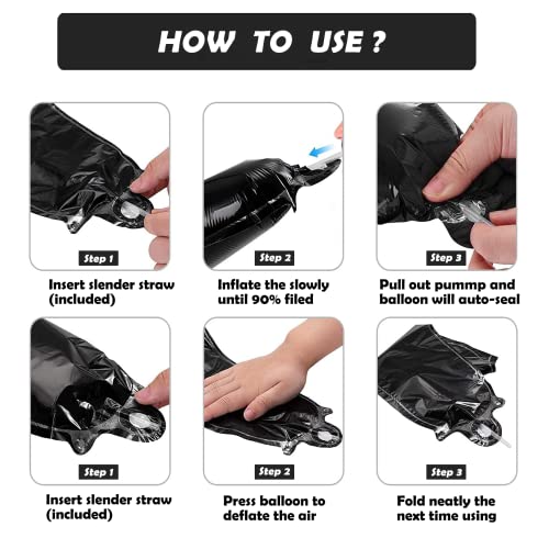 Image of Number Balloons 16 Inch Mylar Foil Number 0-9 Balloons Set for Party Decoration Custom Digital Balloons 10 Pieces Party Supplies (Black)