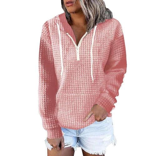 Sweat à capuche rose à manches longues idéal pour le shopping et la détente à domicile