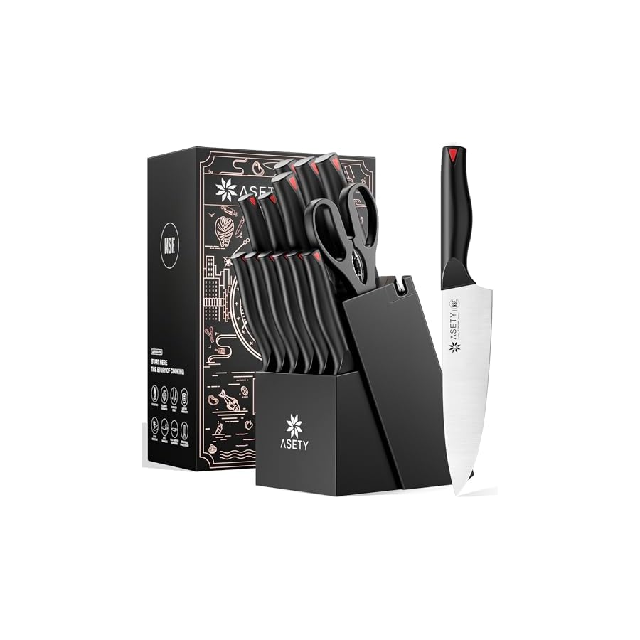 Knife-Set-15-PCS-Kitchen-knife-Set-with-Bulti-in-Sharpener-Block-High-Carbon-Stainless-Steel-Knife-Block-Set-NSF-Food-Safe-Dishwasher-Safe-Knife-Sets-for-Kitchen-Black-Elegant-Box ASETY Knife Set, 15 PCS Kitchen knife Set with Bulti-in Sharpener Block, High Carbon Stainless Steel Knife Block Set, NSF Food Safe, Dishwasher Safe Knife Sets for Kitchen, Black, Elegant Box