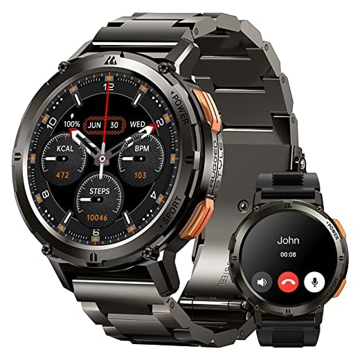 KOSPET Reloj Inteligente Hombre, 60 Días en Espera, 1.43 "AMOLED HD Display, Smartwatch Hombre con Llamada Bluetooth, Pulsómetro, 24H Monitor de Sueño, para Android iOS(Dual Strap)