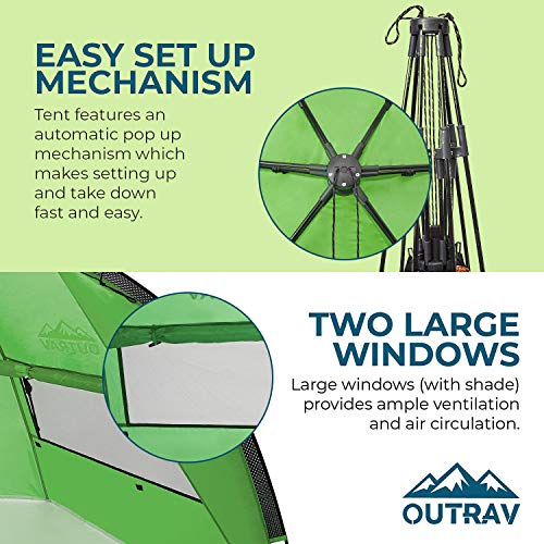 Outrav Pop Up Beach Tent - Quick And Easy Set Up, Family Size, Portable Sun And Water Shelter And Shade Canopy - For Fishing, Camping, Hiking And Outdoor Activities (Green) #TOP2