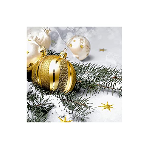 Paper + Design Lunch-Serviette 33x33cm Kugel Gold, grün/Gold (20er Pack)