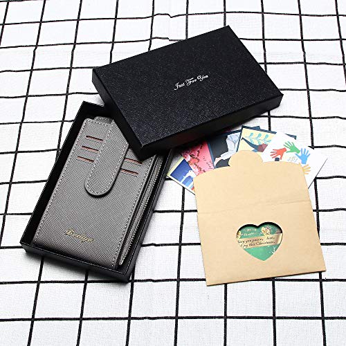 Image of Badiya Slim Women Wallet RFID Blocking Bifold Compact 9 Card Slots Holder Wallets Soft Leather with Zipper Coin Pocket 2 ID Window