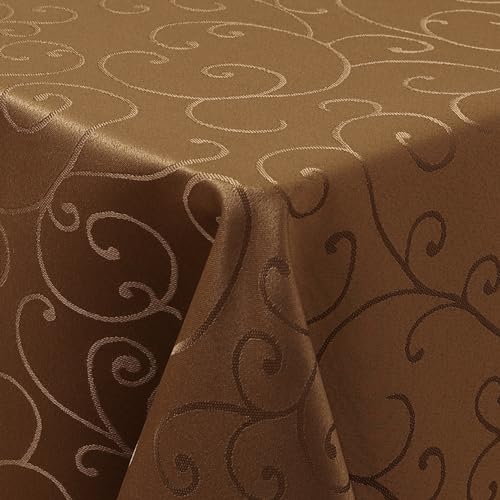 Homaxy Tischdecke Abwaschbar Rechteckig 130x160cm Polyester Tischtuch Tafeldecke Jacquard Tischwäsche Ornamente Schmutzabweisend Pflegeleicht, Braun Homaxy Tischdecke Abwaschbar Rechteckig 130x160cm Polyester Tischtuch Tafeldecke Jacquard Tischwäsche Ornamente Schmutzabweisend Pflegeleicht, Braun