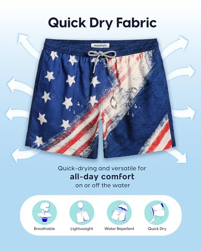 Image of maamgic Mens Swim Trunks 5 Inch with Mesh Lining, Quick Dry Mens Bathing Suit, Swim Shorts for Swimming and Beach