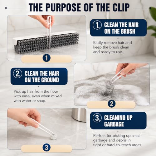 Image of 5-in-1 Multi-Purpose Crevice Cleaning Brush with Built-in Scraper, Comb & Tweezer | Hard Bristle Deep Cleaning Brush for Bathroom Kitchen Sink, Stove Tile Grout Corners Window Tracks & Narrow Gaps
