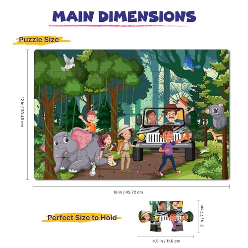 Image of Set of 2 Vacation Theme Jigsaw Puzzles for Kids 5+ Years - 48 Piece Forest & Mountain Puzzle for Kids Age 4-6, Fun Educational Puzzle Game